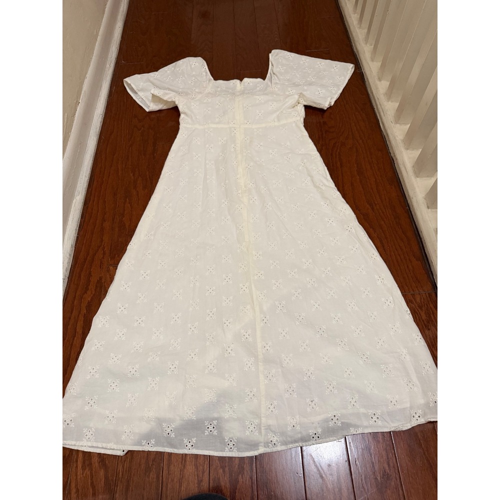 Madewell White Eyelet Tie-Front Button-Down Midi Dress Cottage Cotton 4 - Picture 7 of 8